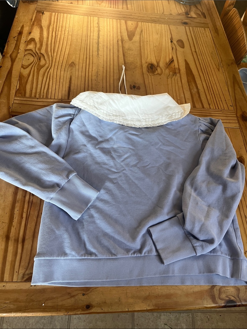 Anthropologie Poplin-Collar V-Neck Sweatshirt - Picture 6 of 9